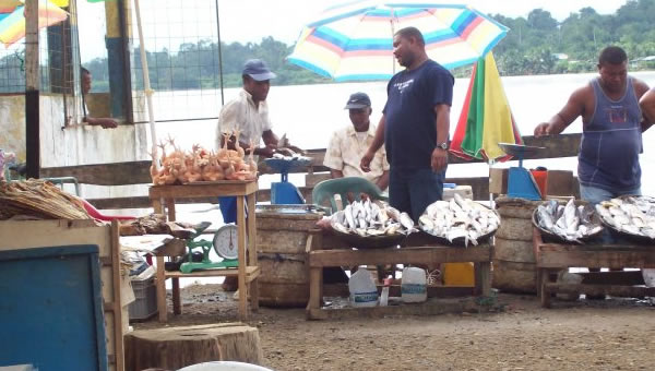 A fish & meat market in Ecuador.