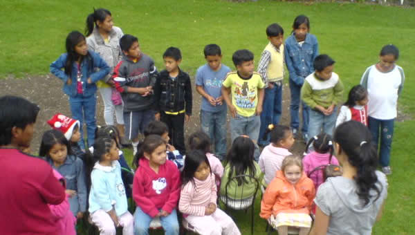 Children who are gathered for a youth event
